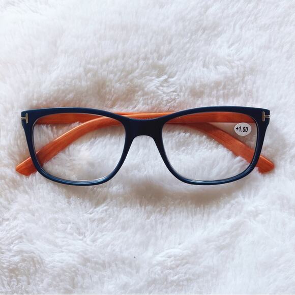 Owen Blue with Orange Wood Reader Glasses - Picture 1 of 11